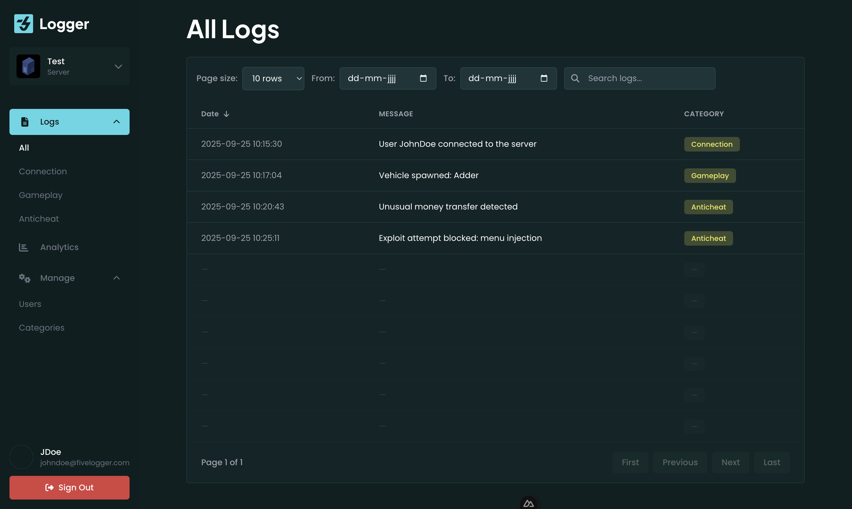 Real-time Log Dashboard